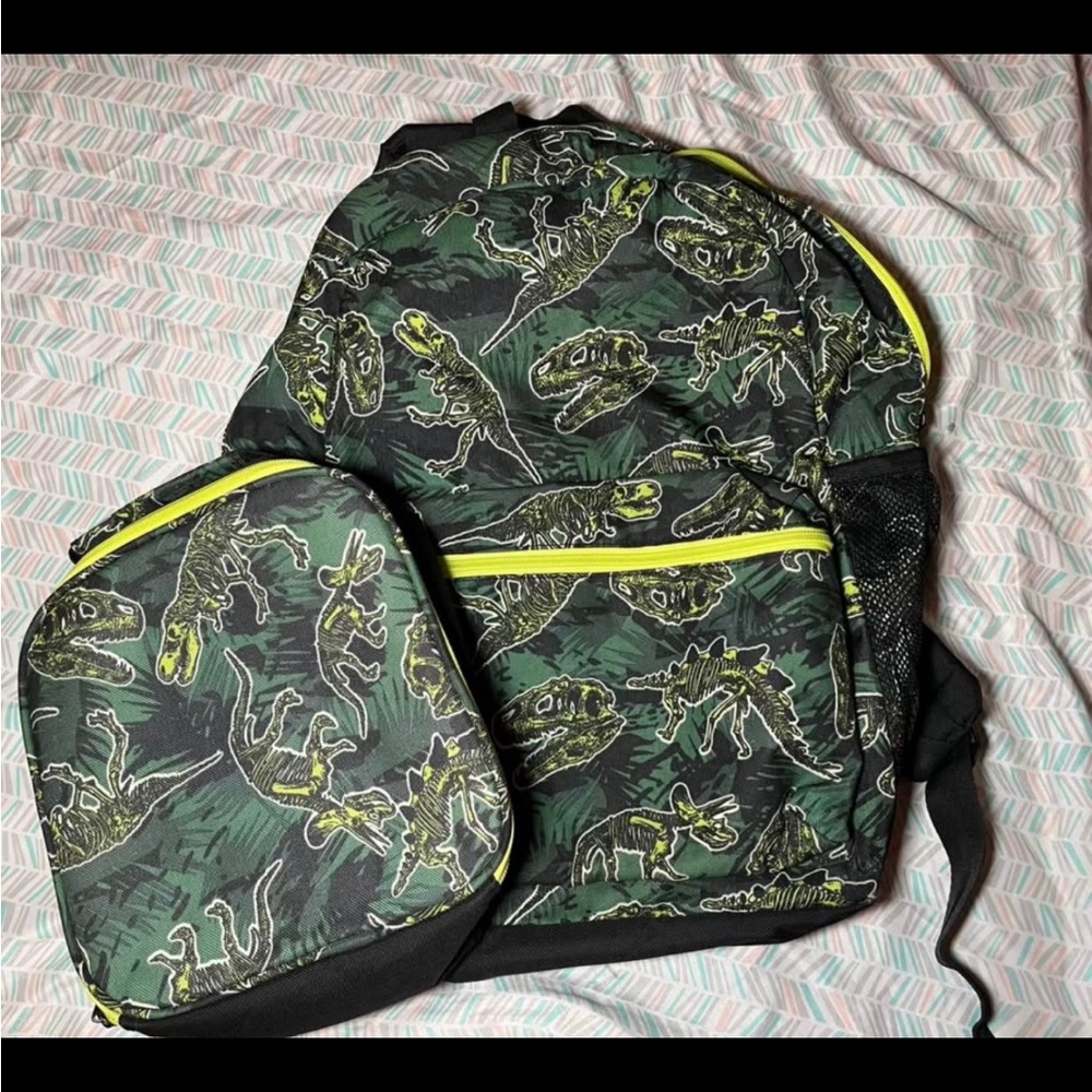 The Children's Place Dinosaur Backpack Set - Green and Black